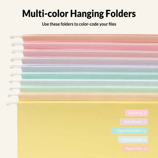 Alt view image 4 of 7 - Hanging File Folders, 50 Pack Letter Size Hanging File Folders with 1/5-cut Tabs, Stay Organized for Your Home and Office Bulk File, Documents and Paper, 10 Macaron Colors