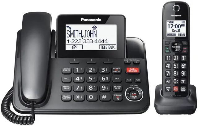 Main image of Corded/Cordless Phone with Advanced Call Block, 2-Way Recording and Digital Answering Machine, 1 Handset Expandable up to 6 Cordless Handsets - KX-TGF850B (Black)