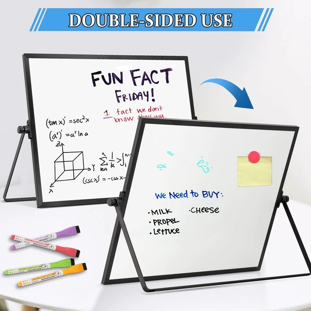 Alt view image 4 of 7 - Double-Sided Magnetic White Board with Stand, 18" x 14" (Black) Dry Erase Board with Stand, Desktop Whiteboard Easel, Portable Small White board dry erase for Drawing, Office, Home