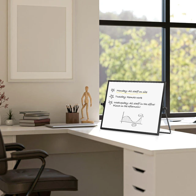Alt view image 7 of 7 - Double-Sided Magnetic White Board with Stand, 18" x 14" (Black) Dry Erase Board with Stand, Desktop Whiteboard Easel, Portable Small White board dry erase for Drawing, Office, Home