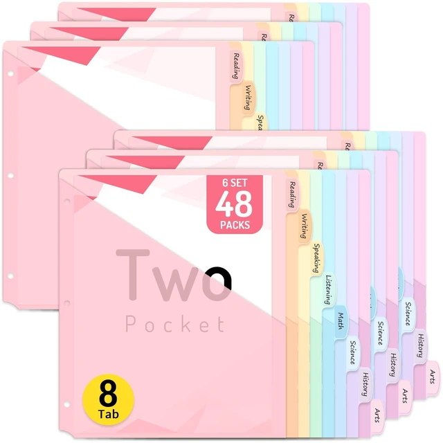 Main image of 48 Count Binder Dividers with Two Pockets, 8 tab Dividers Binders Organizer, Binder Divider with Tabs for School Office and Home Organization, Multicolor, 6 Sets