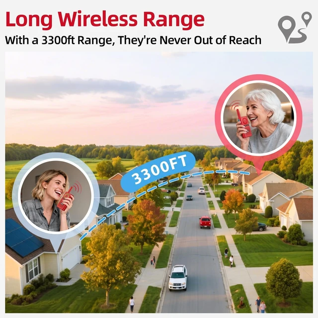 Alt view image 4 of 7 - Caregiver Pager Wireless Alert Button Home Wireless Intercom System Easy Use, Red Walkie Talkies for Seniors Long Range Room Intercoms 2 Way Radio for Elderly/Patient/Adults/Home/Office