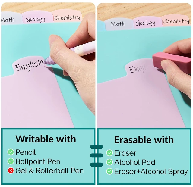 Alt view image 4 of 7 - 8 Tabs Plastic Write & Erase Binder Dividers with Tabs, 3 Sets Long-Lasting Dividers for 3 Ring Binder, Cute Pastels Binder Dividers Organizers for Student, Teacher, Office, Pastels Color