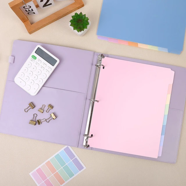 Alt view image 3 of 7 - Durable Plastic 8-Tab Dividers,6sets,Big Tab Dividers for 3 Ring Binder, Write&Erase 3 Ring Binder Dividers with Tabs,with Sticker LabelsPink