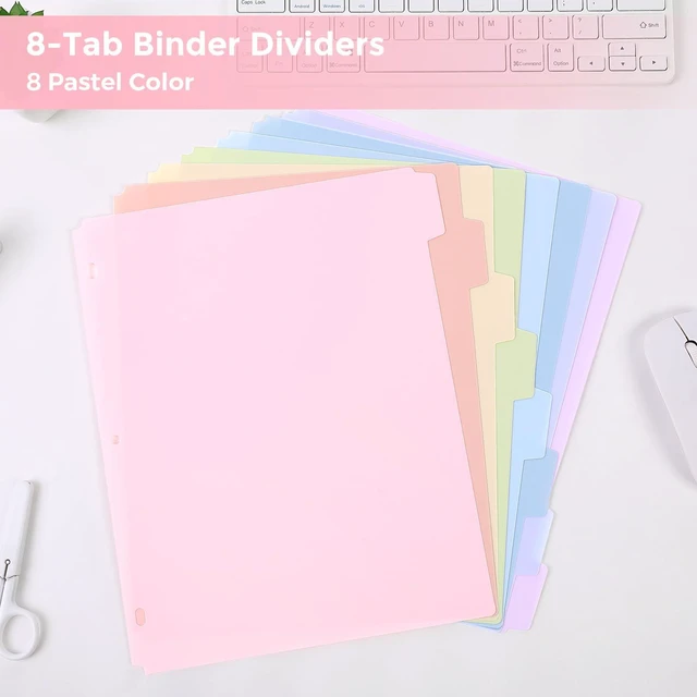 Alt view image 4 of 7 - Durable Plastic 8-Tab Dividers,6sets,Big Tab Dividers for 3 Ring Binder, Write&Erase 3 Ring Binder Dividers with Tabs,with Sticker LabelsPink