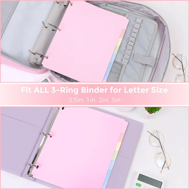Alt view image 6 of 7 - Durable Plastic 8-Tab Dividers,6sets,Big Tab Dividers for 3 Ring Binder, Write&Erase 3 Ring Binder Dividers with Tabs,with Sticker LabelsPink