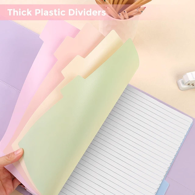 Alt view image 7 of 7 - Durable Plastic 8-Tab Dividers,6sets,Big Tab Dividers for 3 Ring Binder, Write&Erase 3 Ring Binder Dividers with Tabs,with Sticker LabelsPink