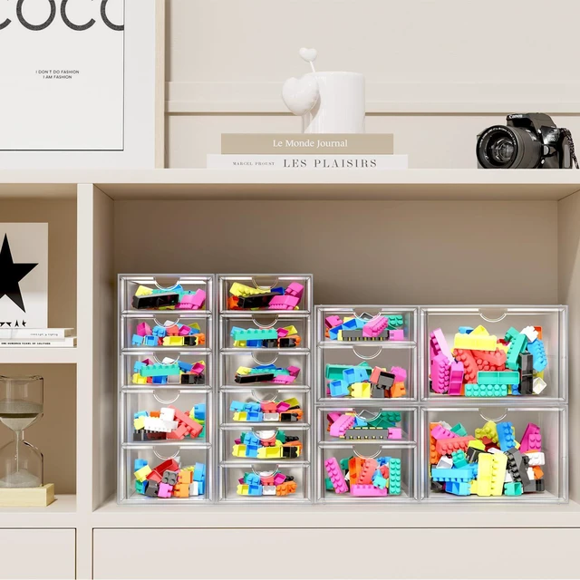 Alt view image 5 of 7 - 17-Drawer Acrylic Storage & Makeup Organizer for Desk, Bath Smooth-glide drawers, clear acrylic, 4-set stackable, dustproof, wipe-clean, for serum samples, sheet masks, bobby pins