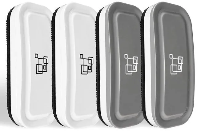 Main image of Magnetic Dry Erase Eraser, 4 Pack, 2 Gray + 2 White Glass Board Erasers, For Dry Erase Board, For Glass Board, For Calendar Board, Office and School Supplies
