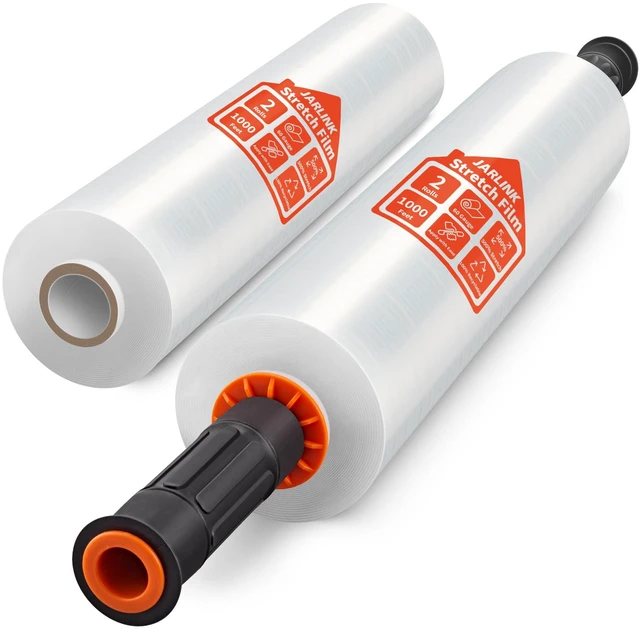 Main image of Stretch Film, 15" x 1000' Shrink Pallet Wrap W/Handles, 60 Gauge 2 Pack Clear stretch wrap Rolls, Industrial Strength Heavy Duty Plastic Stretch Wrap Moving, Packing, and Shipping