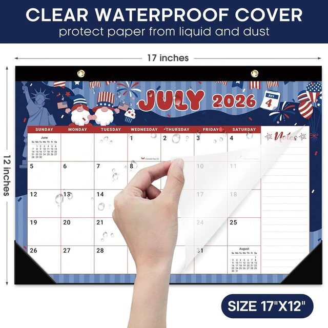 Alt view image 4 of 7 - Desk Calendar 2026-2027, Jul 2026-Dec 2027, 18-Month, 17" x 12" 18-Month Calendar, Large Monthly Desktop & Wall Calendar for Home & Office, Planning and Organization, Watercolor Festival