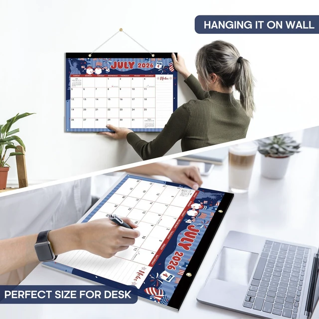 Alt view image 7 of 7 - Desk Calendar 2026-2027, Jul 2026-Dec 2027, 18-Month, 17" x 12" 18-Month Calendar, Large Monthly Desktop & Wall Calendar for Home & Office, Planning and Organization, Watercolor Festival