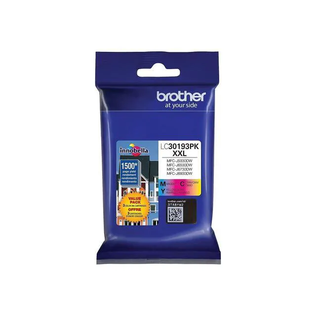 Alt view image 3 of 3 - Printer LC30193PK Super High Yield XXL 3 Pack Ink Cartridges- 1 Ea: Cyan/Magenta/Yellow Ink
