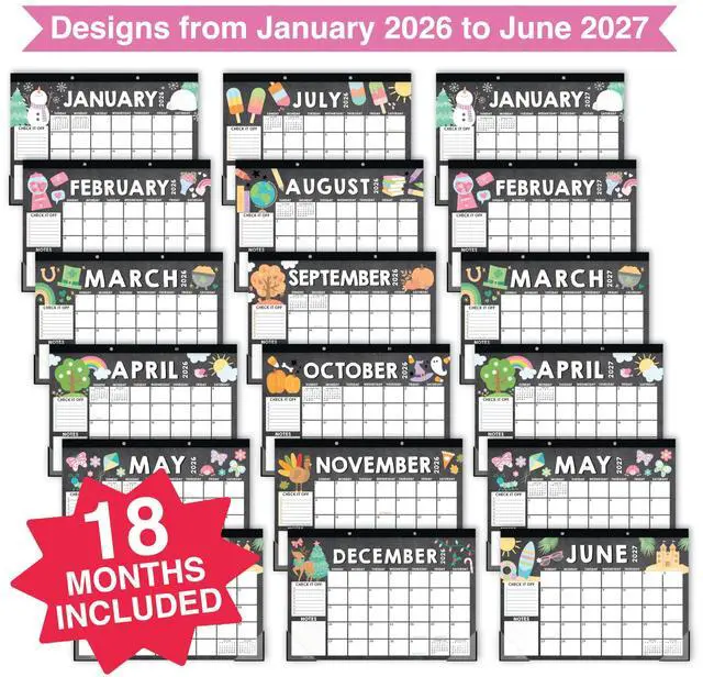Alt view image 3 of 7 - Large Teacher Desk Calendar 2026-2027 - Desktop Calendar 2026 18-Month Academic Desk Calendars for School, Home & Office, Cute Classroom Must Haves, Back to School Teacher Gifts