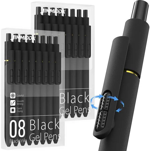 Main image of 16 Pack Gel Pens, Black Ink Quick-Drying No Smudge with Fidget 0.7mm Fine Point, Smooth Writing, Long-Lasting Ink, Stress Relief Pens for Journaling, School Office, Gift for Women Men