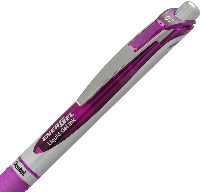 Alt view image 3 of 7 - EnerGel RTX Retractable Liquid Gel Pen,Medium Line,Metal Tip,Pink/Violet Ink,(BL77BP2PV),2 Count (Pack of 2)