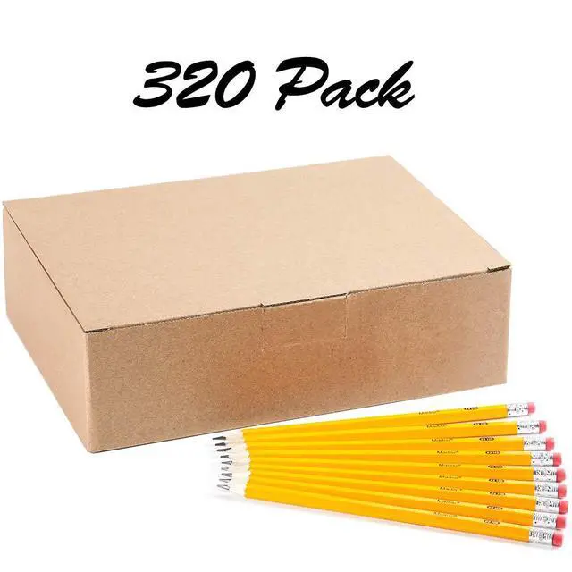 Alt view image 2 of 5 - Wood-Cased #2 HB Pencils Bulk, 320 Count, Pre-sharpened Box of Number 2 Pencils, Yellow, School Pack
