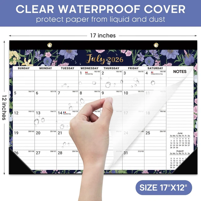 Alt view image 4 of 7 - Desk Calendar 2026-2027, Jul 2026-Dec 2027, 18-Month, 17" x 12" 18-Month Calendar, Large Monthly Desktop & Wall Calendar for Home & Office, Planning and Organization, Midnight Garden