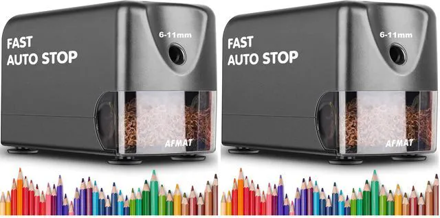 Main image of Heavy Duty Electric Pencil Sharpener, Auto Stop Classroom Pencil Sharpeners for 6-11mm No.2/Colored Pencils, Pencil Sharpener for Large Pencils, Sharp Point, Save Pencil, PSX3 (Pack of 2)