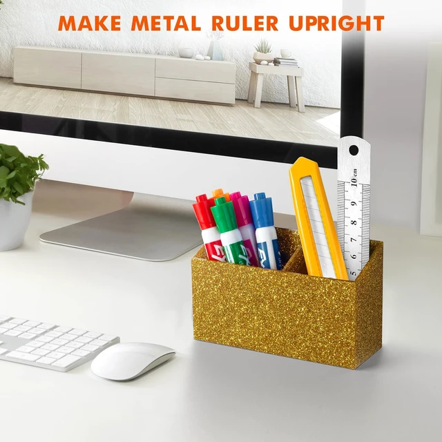 Alt view image 7 of 7 - Magnetic Dry Erase Marker Holder for Whiteboard & Refrigerator Non-slip Acrylic Pen Holder for Classroom, Fridge Magnet, Locker Organizer Accessories, Teacher & School Supplies(Gold)
