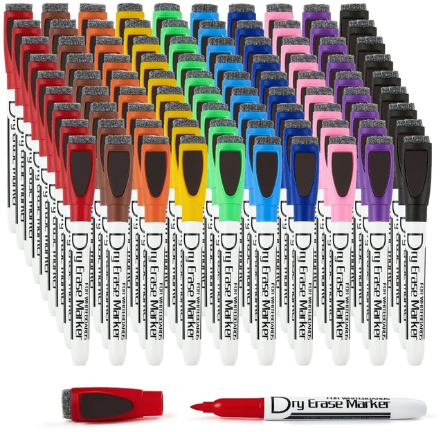 Main image of Magnetic Dry Erase Markers with Eraser, 10 Colors, 90 Pack Bulk Whiteboard Markers, Low Odor Dry Erase Pens, Magnetic White Board Markers for Whiteboards, Calendars, Glass, Office