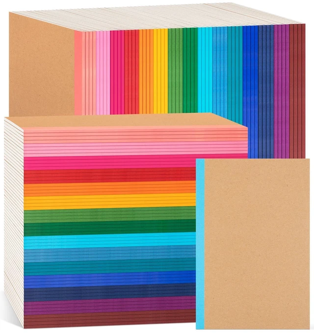 Main image of 120Pack Lined Notebook Journals Bulk, A5 College Ruled Composition Notebook 8.3x 5.5 Kraft Cover with Rainbow Spines, 15 Colors 30 Sheets/60 Pages, for School Office Travel(Rainbow-Lined-120 pack)