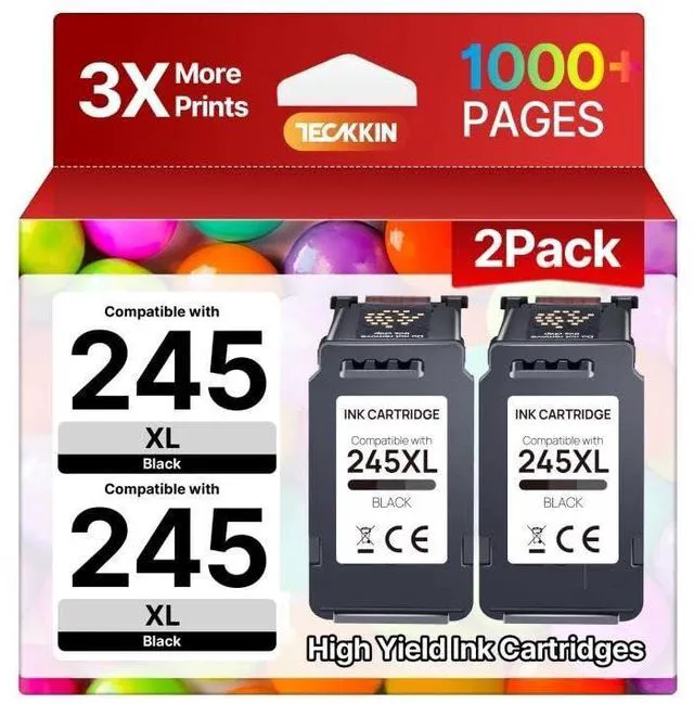 Main image of 245XL Ink Cartridge for Canon 245XL Black Ink, High Capacity for Canon 245XL Compatible for Canon Pixma MG2522 TR4520 TS202 MG2525 TS3322 TS3320 TS302 MG2520 MX490 MX492 TR4522 Printer (2 Black Pack)