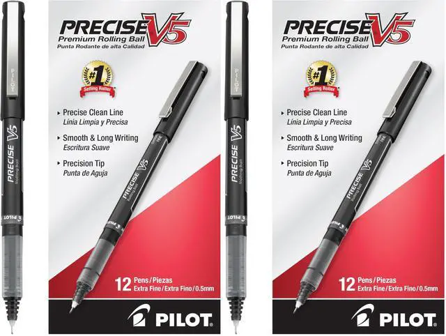 Main image of Precise V5 Rollerball Pens,Extra Fine Point 0.5 mm Black Pens,Black,- Ideal for School,Journaling & Office Writing,12 Count (Pack of 2)
