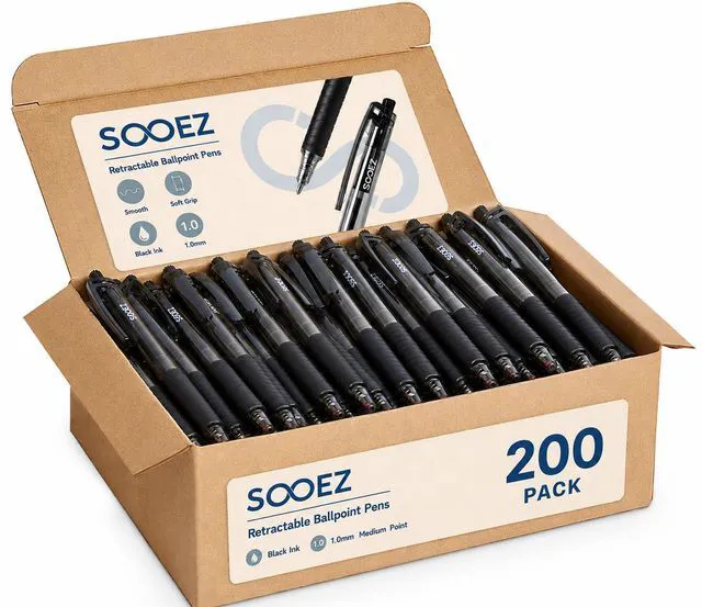 Main image of 200 Pack Bulk Pens Ballpoint, Smooth Writing Pens with Soft Grip Retractable Blue Ink Pens, Medium Point 1.0mm Pen for Journaling, Ballpoint Pen Office Supplies
