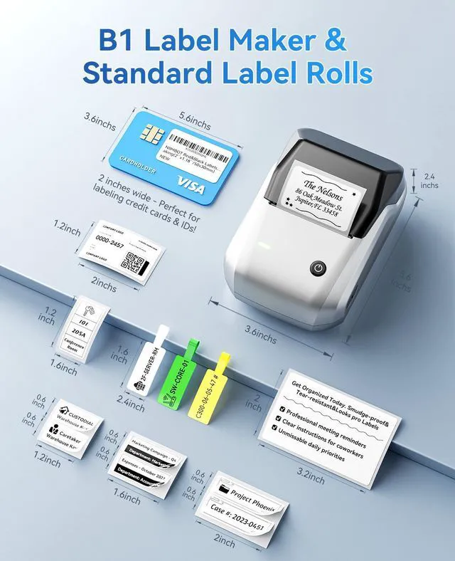 Alt view image 2 of 7 - B1 Label Maker, 2Inch Bluetooth Label Printer for Home, Sliver Label Maker Machine Support Smartphones & PC for Small Business, School, Office, Came with 1 Roll White Label(2x1.2'')