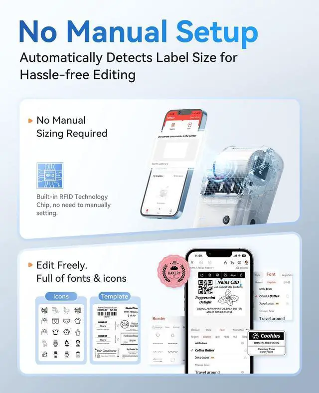 Alt view image 4 of 7 - B1 Label Maker, 2Inch Bluetooth Label Printer for Home, Sliver Label Maker Machine Support Smartphones & PC for Small Business, School, Office, Came with 1 Roll White Label(2x1.2'')