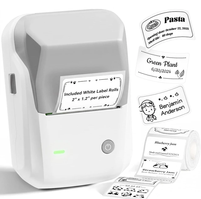 Main image of B1 Label Maker, 2Inch Bluetooth Label Printer for Home, Grey Label Maker Machine Support Smartphones & PC for Small Business, School, Office, Came with 1 Roll White Label(2x1.2'')