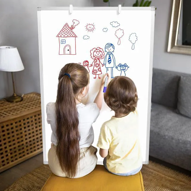 Alt view image 7 of 7 - Large Whiteboard Easel with Stand, 40" x 28" Portable Standing Magnetic Dry Erase White Board, Tripod Height Adjustable Flip Chart Easel for Home Office Classroom School, Silver