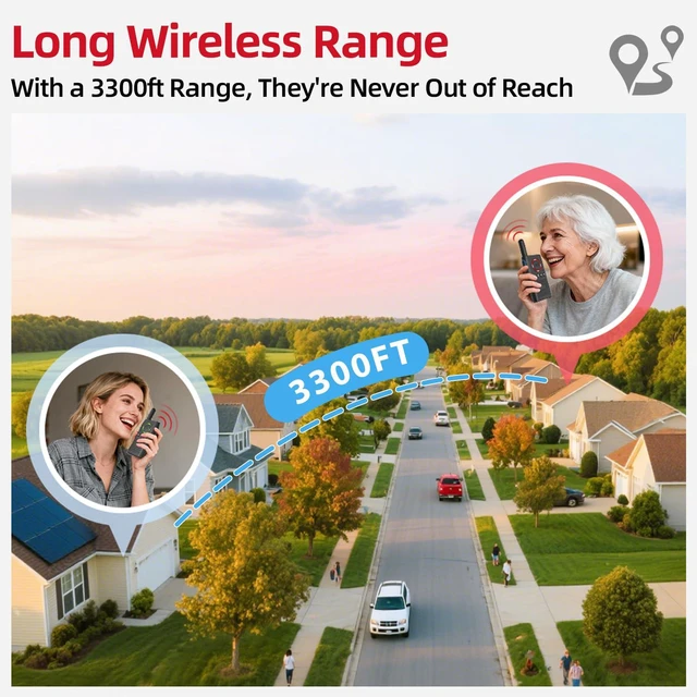 Alt view image 7 of 7 - Caregiver Pager Wireless Alert Button Home Wireless Intercom System Easy Use, Walkie Talkies for Seniors Long Range Room Intercoms 2 Way Radio for Elderly/Patient/Adults/Home/Office