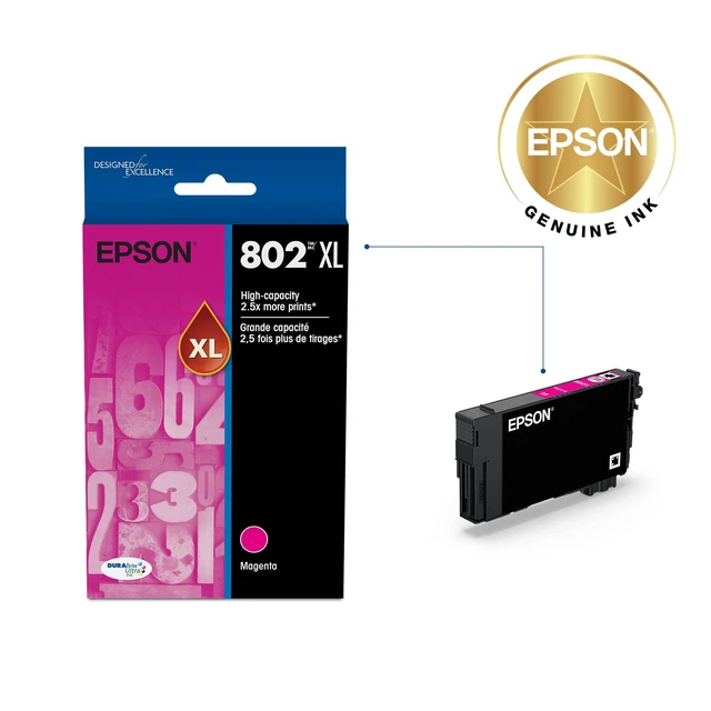 Alt view image 2 of 6 - 802XL Genuine High Capacity Magenta Ink Cartridge T802XL320 Works With WorkForce Pro WF-4720 WF-4730 WF-4734 WF-4740 Inkjet Printers