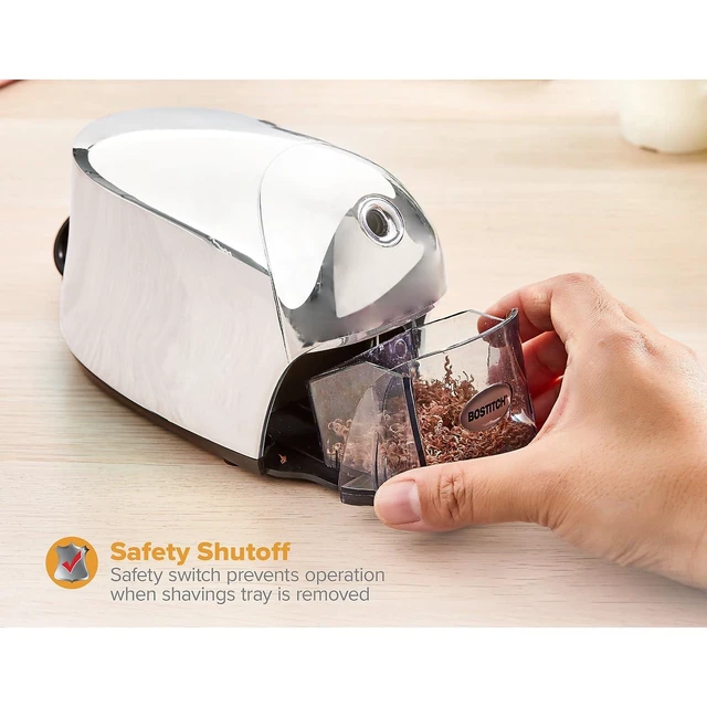 Alt view image 4 of 5 - Office QuietSharp Executive Heavy Duty Electric Pencil Sharpener, Colored-Pencil Compatible, Silver Chrome