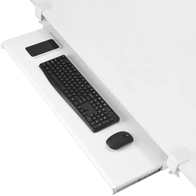 Main image of White Extra Large Clamp-on 34 x 11 in Keyboard Tray, MOUNT-KB15EW Extra Long Under Desk Keyboard & Mouse Tray, Slide Out Platform, Extra Sturdy C-Clamp Mount System, Computer Drawer