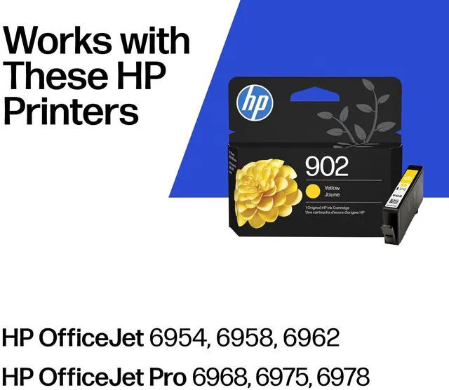 Alt view image 2 of 7 - 902 Yellow Ink Cartridge | Works with OfficeJet 6950, 6960, Pro 6960, 6970 Series | T6L86AN