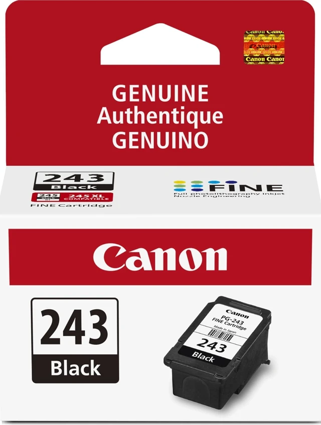 Main image of PG-243 Genuine Black Ink Cartridge, Compatible with iP2820, MX492, MG2420/2520/2920/2922/2924/3020/2525, TS3120/302/302a/202/4520/3320