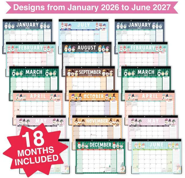 Alt view image 3 of 7 - Large Teacher Desk Calendar 2026-2027 - Desktop Calendar 2026 18-Month Academic Desk Calendars for School, Home & Office, Cute Classroom Must Haves, Back to School Teacher Gifts