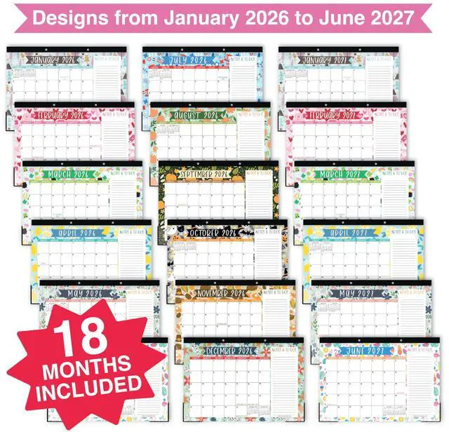 Alt view image 3 of 7 - Large Teacher Desk Calendar 2026-2027 - Desktop Calendar 2026 18-Month Academic Desk Calendars for School, Home & Office, Cute Classroom Must Haves, Back to School Teacher Gifts