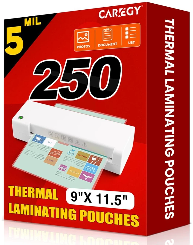 Main image of Thermal Laminating Pouches,250 Pack Laminating Sheets 5 Mil, 9 x 11.5 Inches Lamination Sheet Paper for Laminator, Round Corner Letter Size, Office and School Supplies