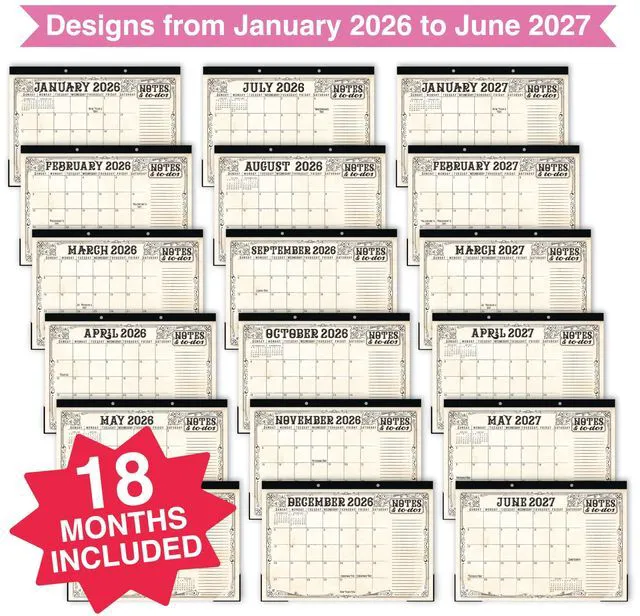 Alt view image 3 of 7 - Large Teacher Desk Calendar 2026-2027 - Desktop Calendar 2026 18-Month Academic Desk Calendars for School, Home & Office, Cute Classroom Must Haves, Back to School Teacher Gifts