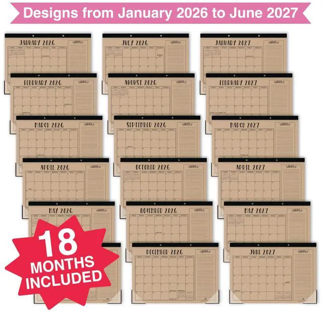 Alt view image 3 of 7 - Large Teacher Desk Calendar 2026-2027 - Desktop Calendar 2026 18-Month Academic Desk Calendars for School, Home & Office, Cute Classroom Must Haves, Back to School Teacher Gifts
