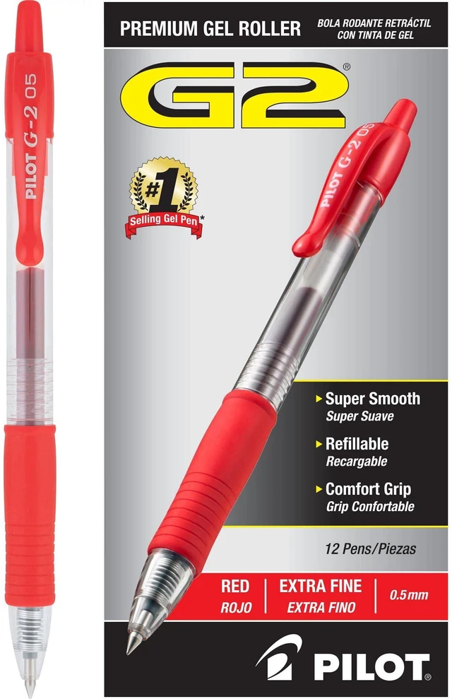 Main image of G2 Premium Rolling Ball Gel Pens, 0.5mm, Red Ink, 12-Pack
