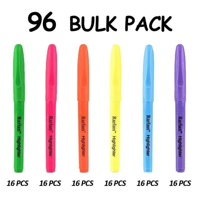 Alt view image 2 of 6 - Highlighters, Chisel Tip, Assorted Fluorescent, 96 Count Bulk Pack Highlighters Assorted Colors for Classroom & Office, Study Essentials, Ideal for Back to School and Teacher Supplies