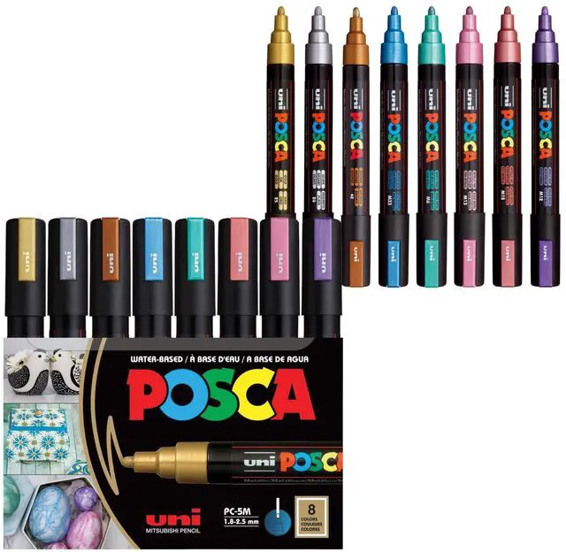 Main image of ® PC-5M Paint Markers, 8 Count Metallic Medium Reversible Tip Set Tip size 1.82.5 mm, Water-Based Opaque Paint Pens for Rock Painting, Wood, Glass, Crafts & Art Projects