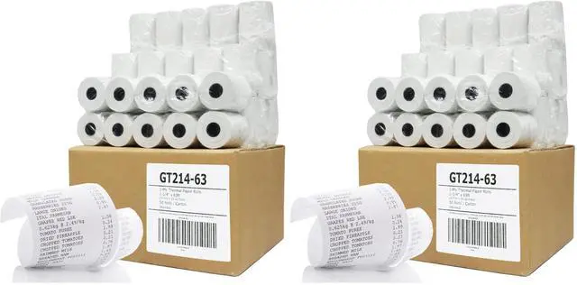 Main image of (50) Thermal Paper Rolls 2-1/4 X 63 Ingenico ICT 200 220 250 FD400 Vx520 (Pack of 2)