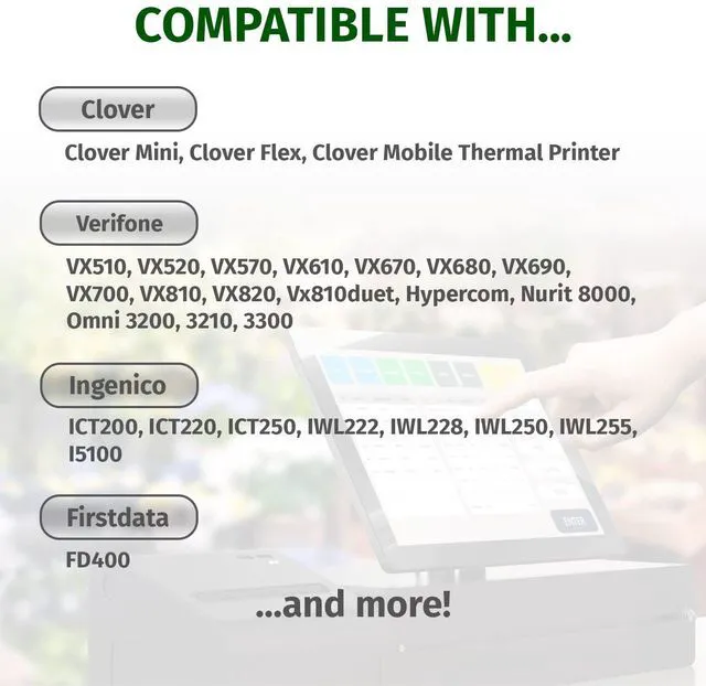 Alt view image 2 of 7 - (50) Thermal Paper Rolls 2-1/4 X 63 Ingenico ICT 200 220 250 FD400 Vx520 (Pack of 2)