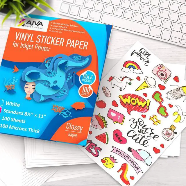 Alt view image 5 of 7 - Printable Vinyl Sticker Paper - Waterproof Decal Paper for Inkjet Printer - 200 Self-Adhesive Sheets - Glossy White - Standard Letter Size 8.5"x11"